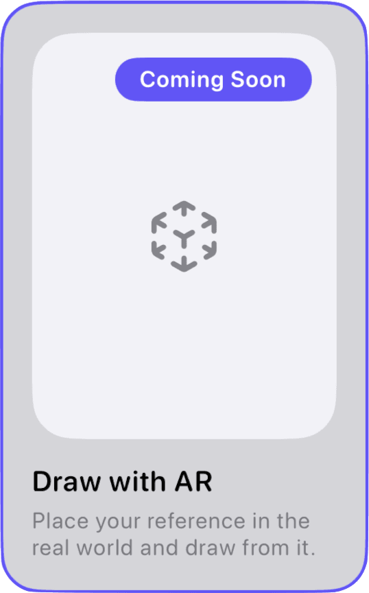 Draw with AR mode card, marked Coming Soon